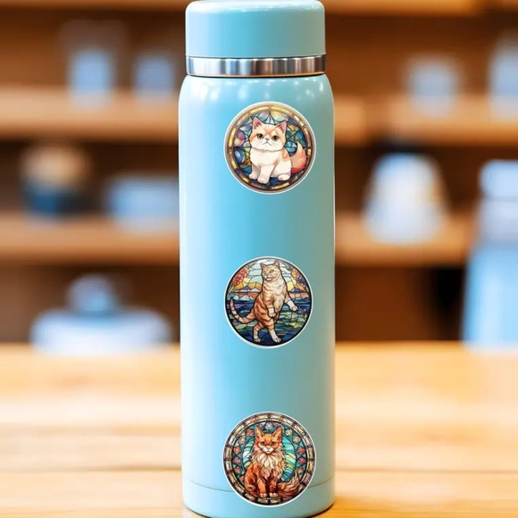 NIP! 55 Pieces of Stained Glass Window Cat Stickers! - Picture 3 of 8